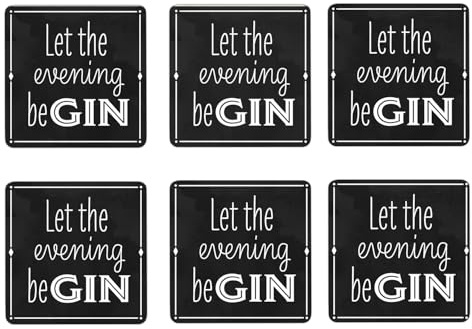 speecheese 6er Set Untersetzer aus Holz Gin Spruch für Gin-Liebhaber | Getränkeuntersetzer als Hingucker und Geschenkidee
