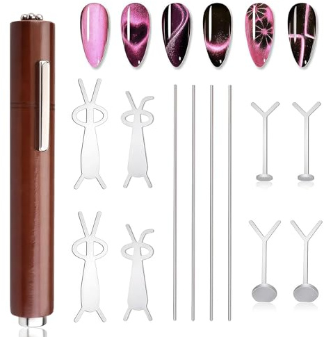 Xanthelle Cat Eye Magnet, 13 Stück Nailart Set mit Magnet Pen & Zubehör, Professionelles Nageldesign Tool für Cat Eye Nagellack & UV Gel Nägel