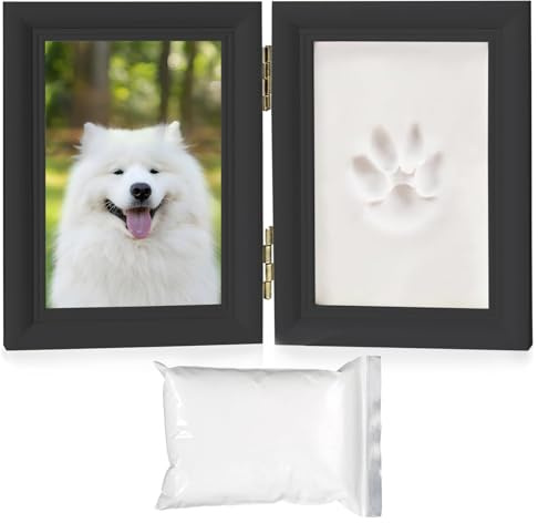 wlsvega Pfotenabdruck Set Katze - Hundepfoten Abdruck - Doppelt Gefaltetes Design Mit Ton-Einlage,Geeignet FüR Andenken an Haustiere (schwarz)
