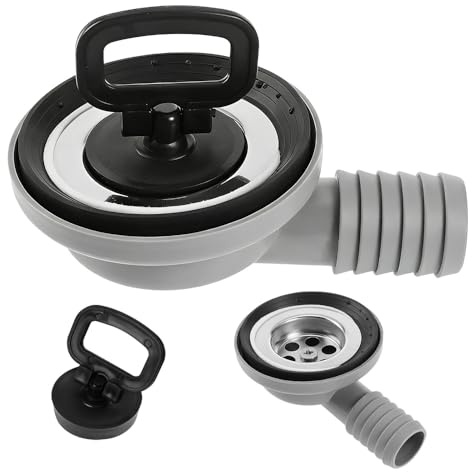 Pengrity 50mm Ablaufgarnitur Waschbecken, Ablaufgarnitur Spüle mit 20-25 mm Schlauchabgang 90°, Camping Waschbecken Ablauf für Wohnwagen Caravan Boot