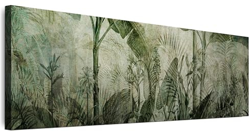 LUMASOUL Wandbilder Wohnzimmer Leinwandbild Dschungel 135x45 cm | 1-teiliges Bild für Schlafzimmer, Flur, Büro und Küche, modernes Foto-Motiv