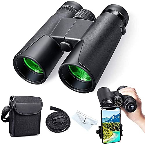 Hochleistungs-Fernglas, 12x42 Fernglas für Erwachsene mit BAK4-Prisma, Objektiv, beschlagfrei und wasserdicht, ideal für Vogelbeobachtung, Reisen, Sternenbeobachtung, Konzerte