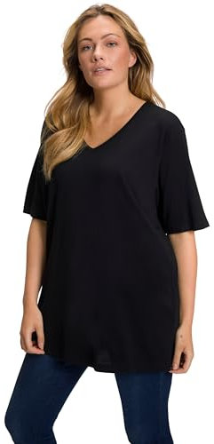 Ulla Popken T-shirt V-ausschnitt, Camiseta para Mujer, Negro (Schwarz 10), 66-68