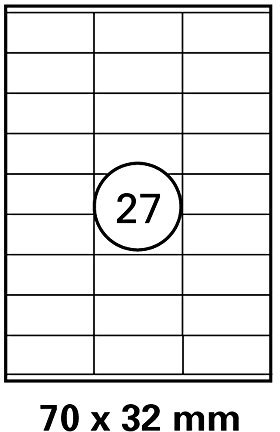 LUMA 4770320 Universal-Etiketten 70,0 x 32.0mm A4 100 Bogen mit je 27 Etiketten