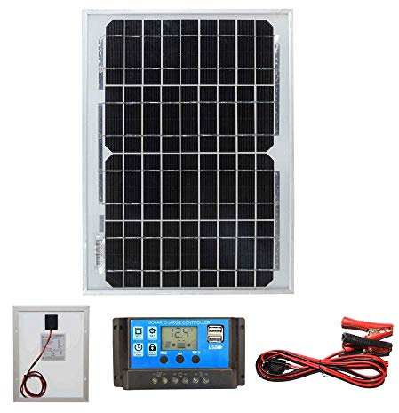 LOWENERGIE 10W Mono Solar Panel Battery Charging Kit with Charger Controller for Caravans, Motorhomes, Boats & Any Flat Surface. K1