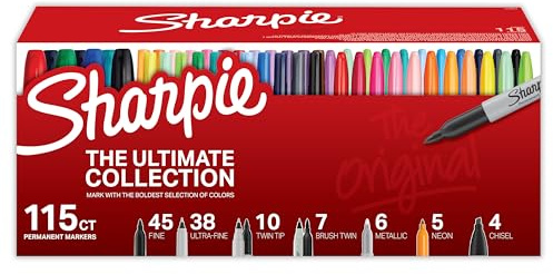 Sharpie Permanent Markers Ultimate Collection, Assorted Tips and Colors, 115 Count