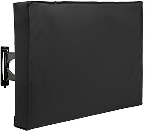 SunPatio Outdoor TV Cover 43 Inch, Weatherproof and Dust-Proof TV Screen Protector, UV Resistant TV Enclosure Offers 360° Coverage with Bottom Cover, Black