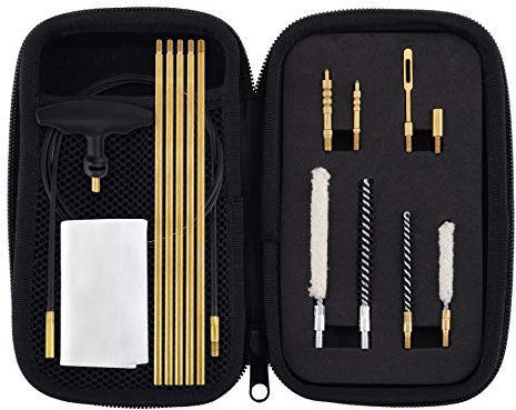 BOOSTEADY Kit de Nettoyage pour Pistolet, Kit de Nettoyage pour Fusil de Chasse avec Étui de Rangement Zippé, Kit de Nettoyage de Pistolet pour .177 Cal & .22 Cal, Kit d'entretien Fusil Carabine Arme