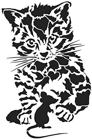 Ideen mit Herz Laser-Kunststoff-Schablone, DIN A4 | perfekt geeignet für Textilgestaltung, Wandgestaltung, Fenster, Papier, Scrapbooking, Kinder, Basteln, DIY (Katz & Maus)