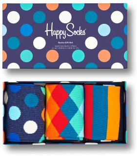 Happy Socks 3-Pack Classic Socken Geschenkbox farbenfrohe und fröhliche Socken für Männer und Frauen Größe 41-46