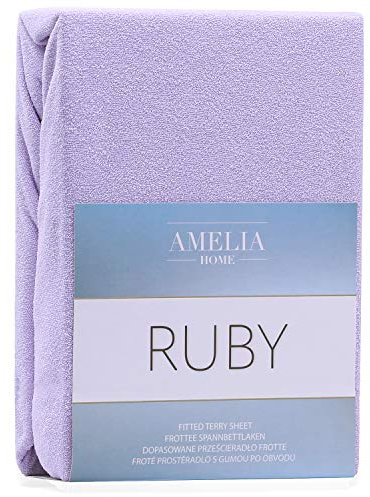 AmeliaHome Spannbettlaken 140x200-160x200 cm Frottee Baumwolle Spannbetttuch, erikafarben