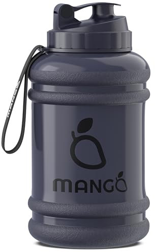 MANGO | 2.2 Litre Water Bottle with Straw and Handle - Large BPA-Free Drinking Jug - Durable Sports Tumbler with Time Markings - Dishwasher Safe - Ideal For Gym and Outdoor Activity (Black)