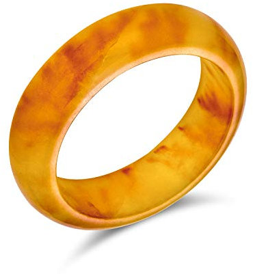 Bling Jewelry Einfacher Solider Kuppel-Edelstein-Ewigkeit-Stapelbarer Gefärbter Dunkelgoldener Gelber Jade-Bandring Für Frauen Für Teenager August-Geburtsstein