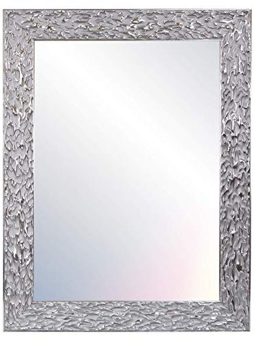 CHELY INTERMARKET, Espejo de Pared 40x60cm (55,50x76,50cm)(Plateado) MOD-105 Ideal para peluquerías, salón, recibidor, Comedor, Dormitorio y oficinas. Fabricado en España. Material Madera.