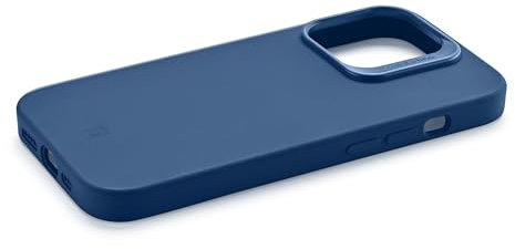 cellularline - Sensation+ per iPhone 15 - Custodia Rigida in Silicone con Finitura Morbida Senza Effetto Grip - Bordi, Tasti, Fotocamera e Connettori Protetti - Blu