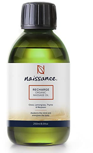 Naissance Recharge Therapeutisches BIO Massageöl 250ml - Natürliches Entspannung Aromatherapie Energetisierendes Körperöl mit Zitronengras, Nelke, Thymian & Majoran