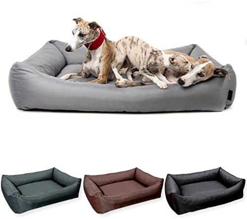 4L Textil Koko Wasserabweisendes Hundebett mittelgroße Hunde Hundekorb Bezug abnehmbar und waschbar Hundekissen wasserfest Hundekörbchen Grau (80x60 cm, Grau)