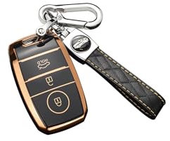 ontto Autoschlüssel Hülle Passt für Kia Rio 5 Sportage Ceed Cerato K3 KX3 K4 K5 Sorento Optima Cerato Picanto Fernbedienung Cover Schlüsselanhänger TPU Schutzhülle Schlüsselcover Schlüsselbox-Schwarz