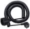 Schutzkontakt-Spiralverlängerung, Schutzkontakt Spiralleitung (230V/16A), 0,8 m auf 2m Dehnbares Spiral-Kabel mit Schutzkontaktwickelstecker & Schutzkontaktkupplung, PVC Verlängerungskabel, Schwarz