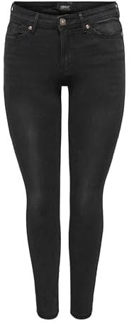 ONLY Damen Onlwauw Mid Sk Bj1097 Noos Jeans, Washed Black, S / 30L EU