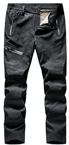 HOURVNEI Herren Damen Winter Thermohose Abnehmbar Wasserdicht Winddicht Skihose Camping Wandern Fisch Trekking Klettern Camouflage Hosen, Damen Camo, 31-35