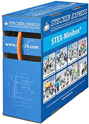 136511 Stex24 Schrumpfschlauch 2:1, Minibox mit 2,8m, orange 25,4/12,7mm, 1 Zoll, WSB2 Schrumpftemperatur mind. 70°C, vollständig bei mind. 100°C - 1 Stück
