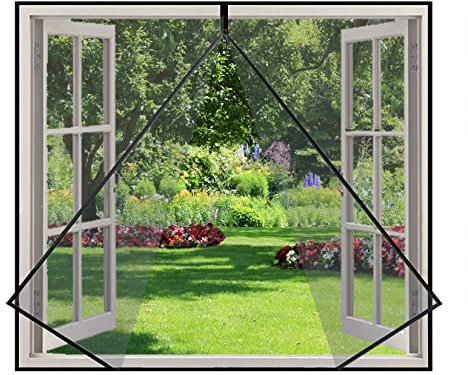 Eouyt Zanzariera per Finestra 150x130cm Rete Lavabile Tenda per zanzariere in Fai da Te Tenda zanzariera Finestra Scorrevole, Nero