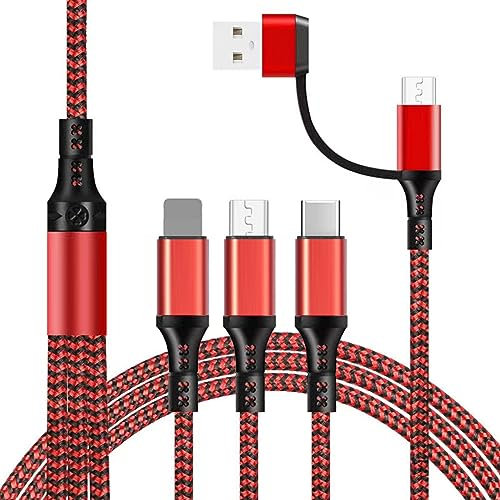 Unillous Multi Charger Cable, [1.2M] USB A/USB C 5 in 1 Multiple Charging Cable Nylon Braided Fast Charge with iP Micro USB Type C Connector for Android Samsung, Huawei, Nokia, LG, Kindle, PS5