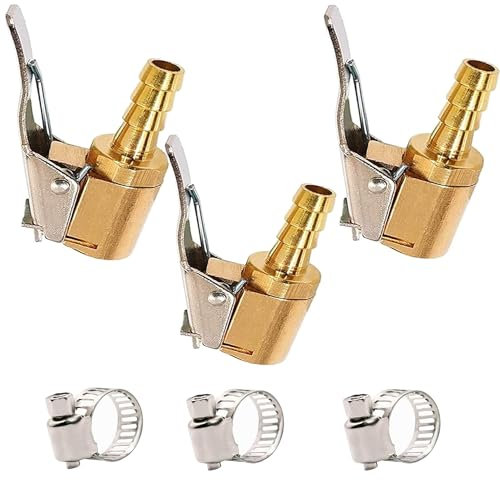 YUEMING 3Pcs 8mm Adaptateur de Valve de Pneu de Voiture, Air Mandrin Pompe de Gonflage Valve Clip Pince Connecteur Adaptateur, Embout pour Compresseur Laiton Pneumatique pour Pneu de Voiture