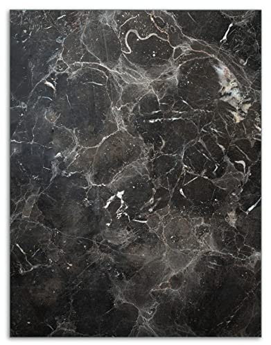 Wallario Herdabdeckplatte/Spritzschutz aus Glas, 1-teilig, 40x52cm mit 13 mm hohen Füßen, für Ceran- und Induktionsherde, Schwarze Marmor-Optik