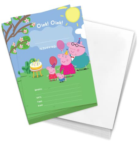 Desert Cactus Peppa Pig Einladungskarten zum Geburtstag, 10 Stück, mit Umschlägen, für Jungen, Mädchen, Kinderparty (Stil A)