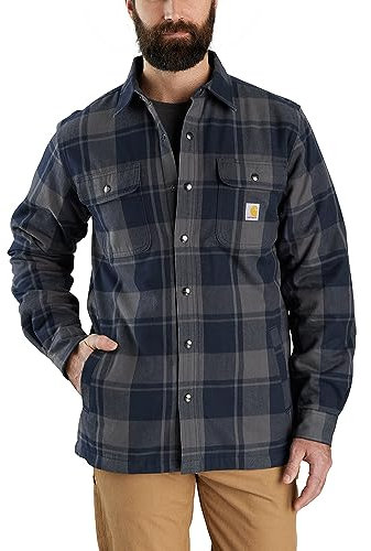 Carhartt Flannel Relaxed Fit Sherpa-Lined T-shirt, bleu marine, XXL