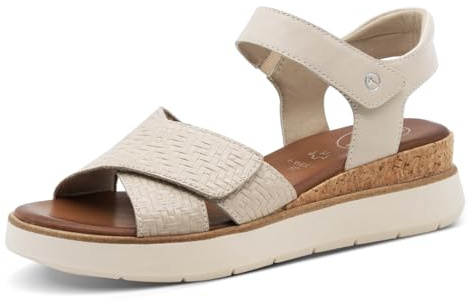 Tamaris Comfort Damen Sandalen flach aus Leder mit Klettverschluss