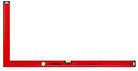 PRO Aluminium Anschlagwinkel mit Vertikaler und Horizontaler Anzeige - Die Härte 9 auf der Mohs Skala - Bauwinkel- Schlosserwinkel - Schreinerwinkel - Rot Aluwinkel 50X100cm