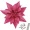 YOSICHY 12 Stück künstliche Weihnachtsblumen Rose Pink Weihnachtsschmuck für Baumdekoration mit Clips Stielen Fake Poinsettias Blumen für Xmas Urlaub Hochzeit Party Kranz DIY