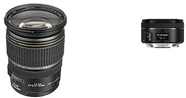 Canon EF-S 17-55mm F2.8 is USM Objektiv (77mm Filtergewinde) schwarz & EF 50mm F1.8 STM Objektiv (58mm Filtergewinde) schwarz