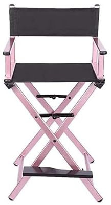 Regiestuhl Make-up-Künstlerstuhl, klappbarer Regiestuhl, tragbarer Aluminiumstuhl, faltbarer Make-up-Künstlerstuhl, geeignet für Ankleidezimmer, Schönheitssalon, Studio (Farbe: Pink)