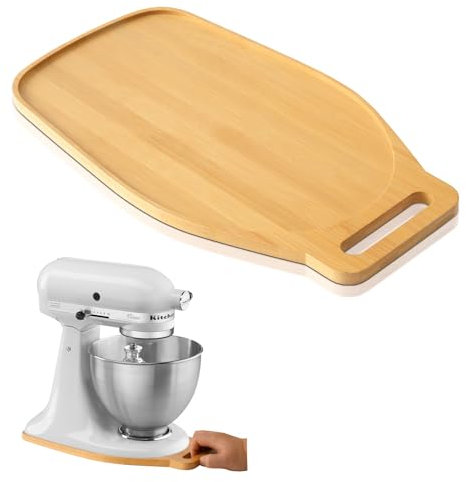 Bamboo Sliding Mat for Kitchenaid Mixer, Mixer Mover Slider Mat Pad Compatible with Kitchenaid 4.5-5 Qt Tilt-Head Stand Mixer,Kitchen Appliance Slider Mat, Kitchen Aid Mixer Accessories,with Handle