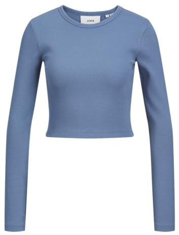 JJXX Damen Jxfeline Str Ls Rib Tee Jrs Noos Langarmshirt, Coronet Blue, L
