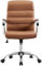 costoffs Mid Back Office Desk Chairs PU Leather Executive Task Chairs Height Adjustable Swivel Chair with Lumbar Support, Retro Brown