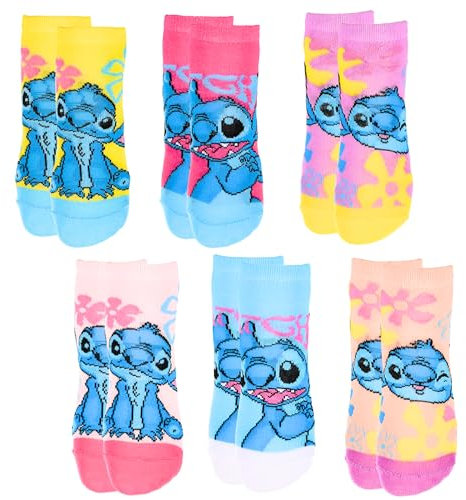 Disney Stitch Chaussettes pour Fille, Lot de 6 Chaussettes Courtes avec Motif Stitch, Taille EU 31/34