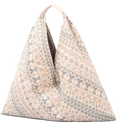 Alissvater Große Kapazität Handtasche, Damenhandtasche, Einkaufsgroße einzelne Umhängetasche, Stofftasche passend für Universität, Schule, Arbeit, Reisen, Einkaufen 58cm*58cm (Muster-C)