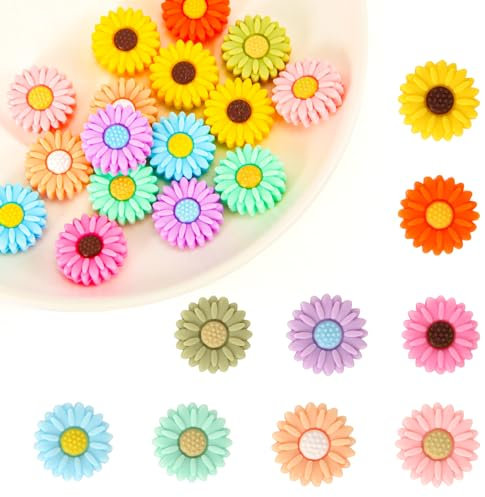 XIHIRCD 18pcs Multicolored Silicone Flower Craft Beads