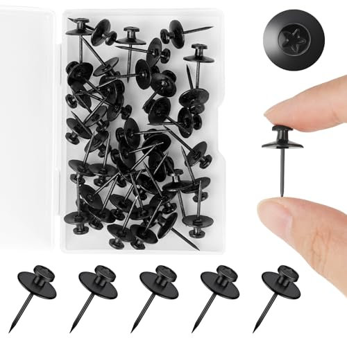 DANRONG 40PCS Double Headed Picture Hangers Nails for Hanging Pictures, Push Pins Wall Hooks, Thumb Tacks for Wall, Wall Hangers Without Nails,Decor Tacks for Home Office Hanging Tapestry Frame(Black)