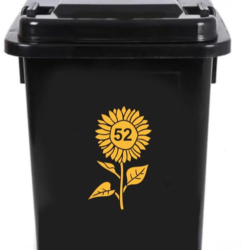 Pack of 3 Cute Sunflower Wheelie Bin Stickers - Recycling Box Stick On Numbers - Wheelie Bin Stickers Decorative - Sunflower Gifts - Easy to Apply (Golden Yellow)