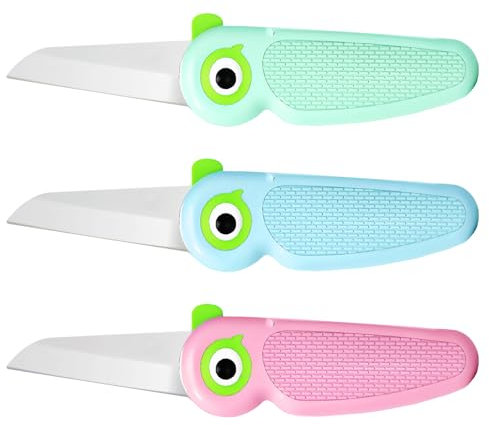 3 Stk Tragbares Obstschneider aus Keramik, Keramik Schälmesser, Mini Obstmesser, Faltbare Obstschälmesser, für Reisen, Camping