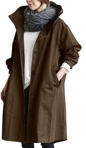 RUITOTP Trenchs pour Femmes Manteau Imperméable Pluie Longs Poncho de Pluie Cape de Pluie Anti-Pluie Coupe-Vent Respirant Grande Taille Imperméable avec Poche a Capuche Manteau de Pluie
