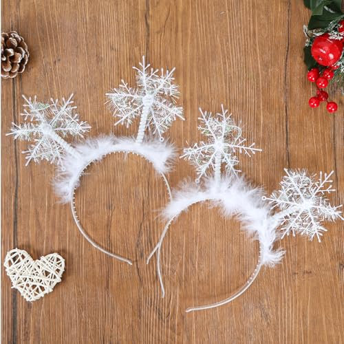 Sprinlot 2Pcs Haarreif Schneeflocke, Schneeflocken Haarreifen, Weihnachts-Stirnbänder, Schneeflocken Haarband, Silvester Haarreif, Silvester Kopfschmuck