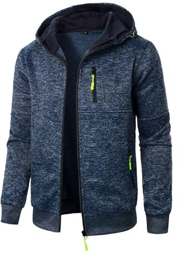 Aoouekul Herren Hoodie Sweatjacke Langarm Pullover Zip Kapuzenpullover Sweatshirts Mode Kapuzenjacke Männer Kapuzenpulli mit Reißverschluss Sport Style Casual (Marineblau,XL)