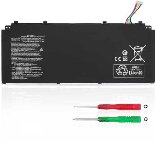 KXRSII AP15O5L Batteria per Acer Swift SF514-51 SF114-32 SF515-51T Spin 5 SP513-52N SP513-52NP Aspire S13 S5-371 S5-371T Chromebook R13 CB5-312T Predator Triton PT715-51 AP1505L 3ICP4/91/91 53.9Wh